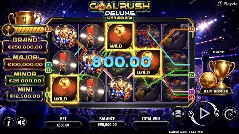 Goal Rush Deluxe - základná hra, výskyt výhernej línie