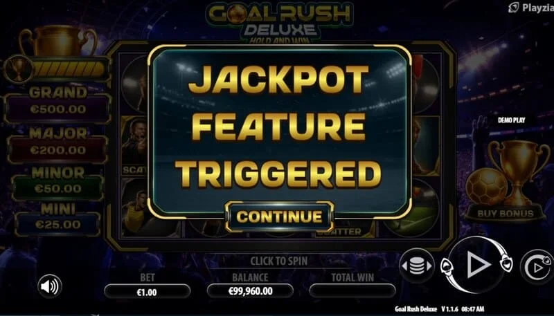Goal Rush Deluxe - spustenie Jackpot Hold and Win s bonusovými loptičkami