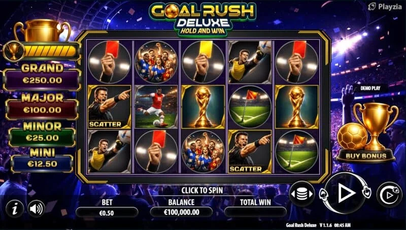 Goal Rush Deluxe - herná obrazovka v režime Free Spins